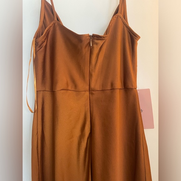 Anthropologie BHLDN Rust Cali Satin Cowl Neck-Midi Slip Dress-SIZE 4. NWT - Picture 4 of 7